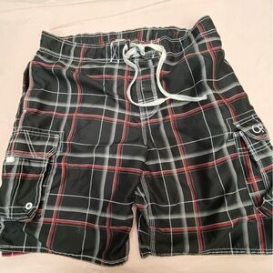 Ocean Pacific Ford shorts in great condition black with gray and red plaid.